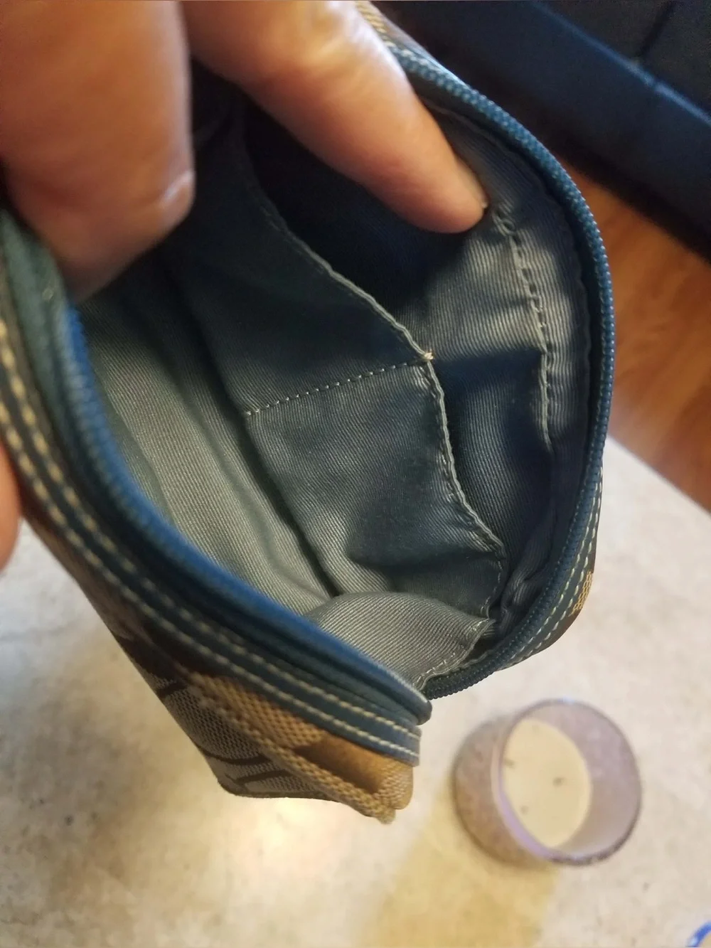 Coach Brown Signature Canvas Wristlet Pouch